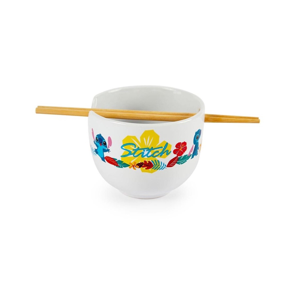 Disney White Stitch Ramen Bowl With Chopsticks